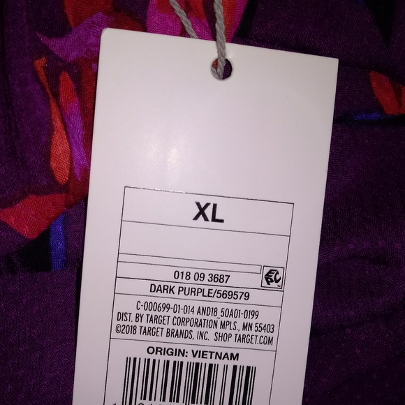 Purple Floral L/S Band Collar Midi Dress - Picture 10 of 14